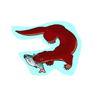 Brown otter with fish in his mouth listed in fish decals.