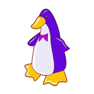 Blue penguin with purple tie listed in fish decals.