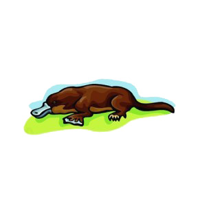 Platypus walking on grass listed in fish decals.