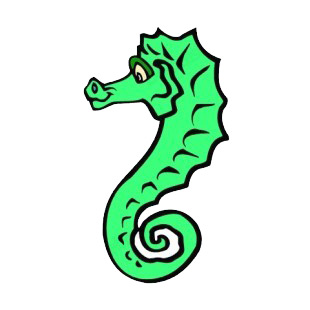 Green sea horse listed in fish decals.