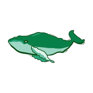 Green whale listed in fish decals.