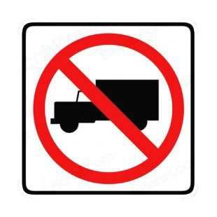 No truck allowed sign listed in road signs decals.