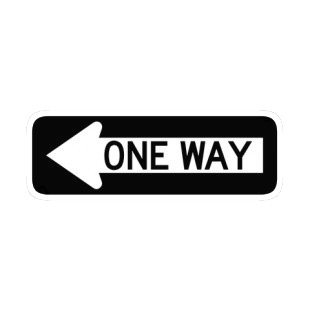 One way sign listed in road signs decals.