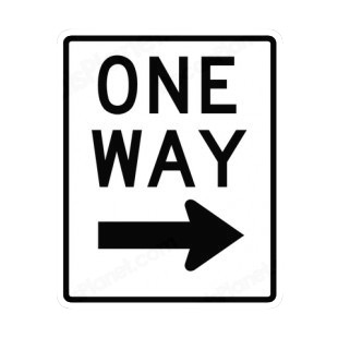 One way sign listed in road signs decals.