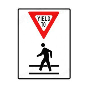 Yield to pedestrians sign listed in road signs decals.