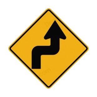 Right reverse turn warning sign listed in road signs decals.
