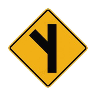 3 way intersection left side warning sign listed in road signs decals.
