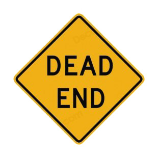 Dead end warning sign listed in road signs decals.