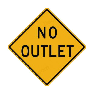 No outlet warning sign listed in road signs decals.