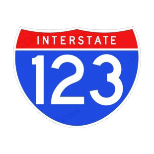 Interstate 123 sign listed in road signs decals.
