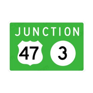 Interstate 47 and road 3 junction listed in road signs decals.