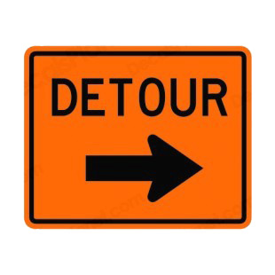 Detour to the right sign listed in road signs decals.