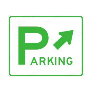 Parking direction sign listed in road signs decals.