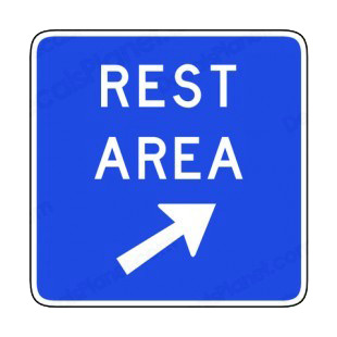 Rest area direction sign listed in road signs decals.