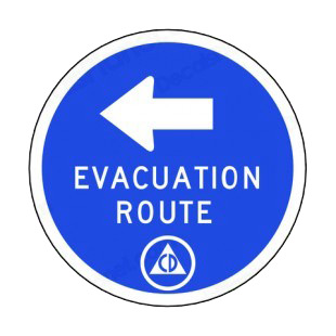 Civil defense evacuation route direction listed in road signs decals.