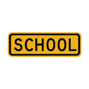 School warning sign listed in road signs decals.