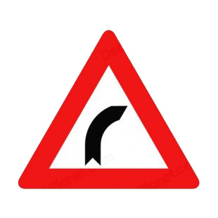 Right curve warning sign listed in road signs decals.