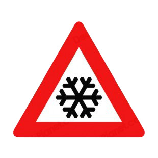 Snowflake warning sign listed in road signs decals.