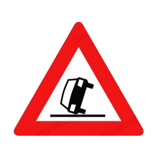 Car skidding warning sign listed in road signs decals.