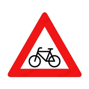 Bicycle warning sign listed in road signs decals.