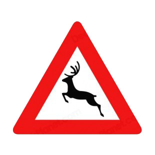 Deer warning sign listed in road signs decals.