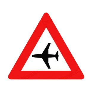 Airplane flying low warning sign listed in road signs decals.