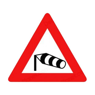 Crosswind warning sign listed in road signs decals.