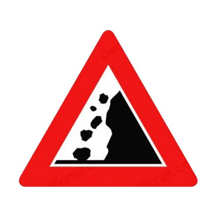 Rock slide warning sign listed in road signs decals.