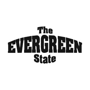 The evergreen state Washington state listed in states decals.
