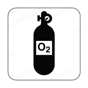 Oxygen cylinder sign listed in other signs decals.