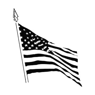 United States waving flag on pole listed in american flag decals.