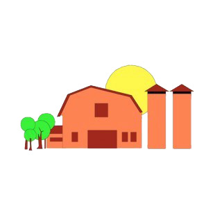 Beige barn wand silos with sun in the backround listed in agriculture decals.