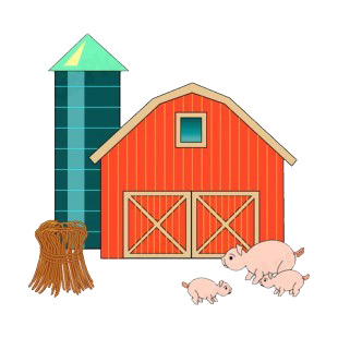 Farm with barn,silo and pigs listed in agriculture decals.