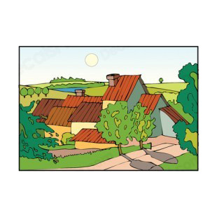 Farmland with houses listed in agriculture decals.