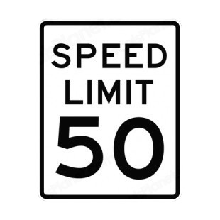 Speed limit 50 miles per hour sign listed in road signs decals.