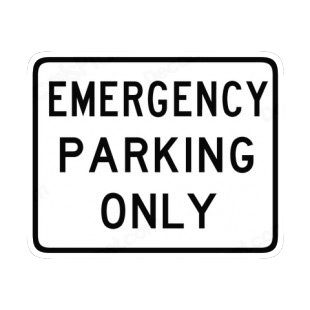 Emergency parking only sign listed in road signs decals.