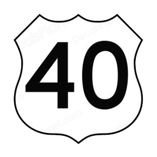 Route 40 sign listed in road signs decals.