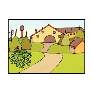 Farm country with haystacks listed in agriculture decals.
