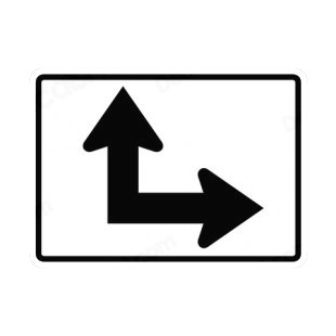 Straight or right direction sign listed in road signs decals.