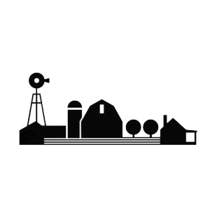 Farm with house windmill and silo listed in agriculture decals.