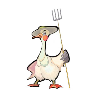Goose holding fork listed in agriculture decals.