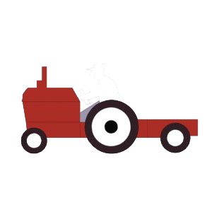 Farmer driving red tractor listed in agriculture decals.