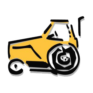 Yellow tractor sketch listed in agriculture decals.
