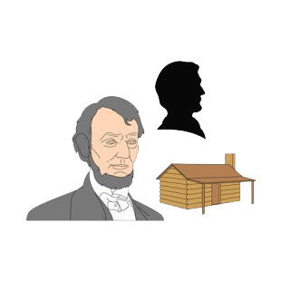 United States Abraham Lincoln with house listed in symbols and history decals.