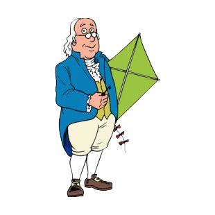 United States Benjamin Franklin holding kite listed in symbols and history decals.