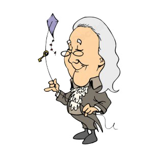 United States Benjamin Franklin flying kite listed in symbols and history decals.