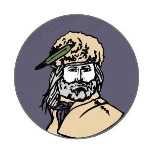 Frontier Man portrait listed in symbols and history decals.