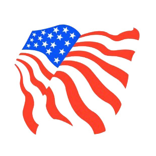 United States flag waving sideview drawing listed in american flag decals.