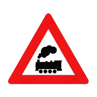 Train crossing  ahead warning sign listed in road signs decals.