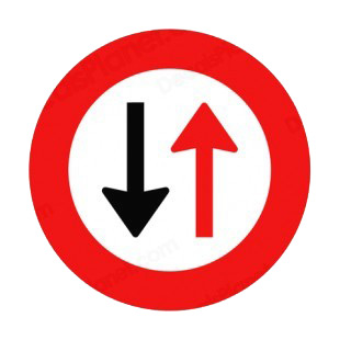 Give priority to vehicles from opposite direction sign listed in road signs decals.